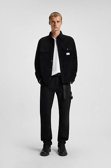 Skjorte BOSS Oversized-fit Cotton Corduroy Shirt Sort | 50549793, 1