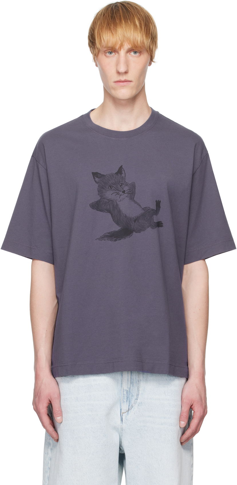 T-shirt MAISON KITSUNÉ Maison Kitsuné Chillax Fox Oversize T-Shirt Lilla | OM00108KJ0008