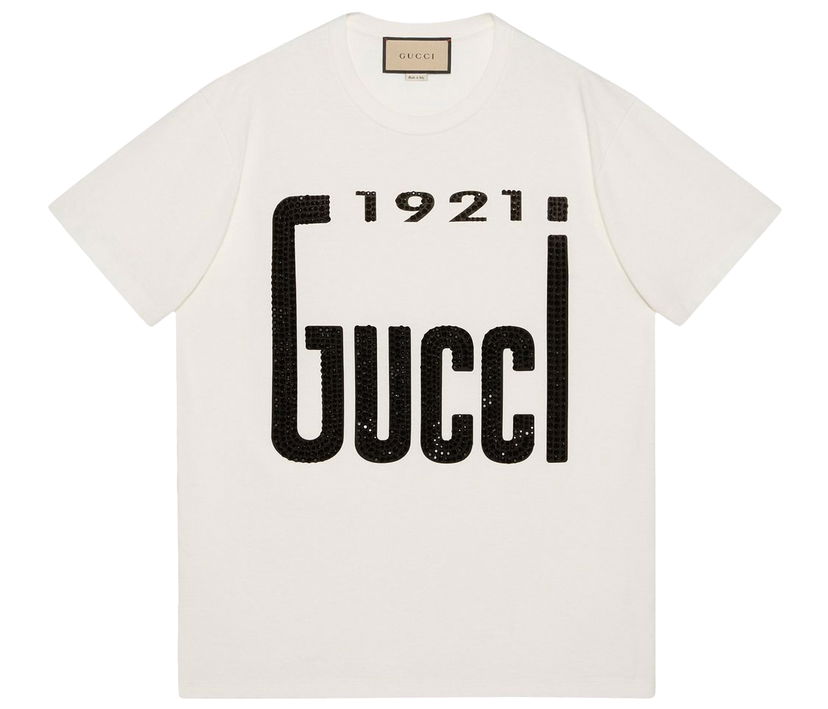 T-shirt Gucci 1921 Crytsal T-shirt White Hvid | 615044XJDZT