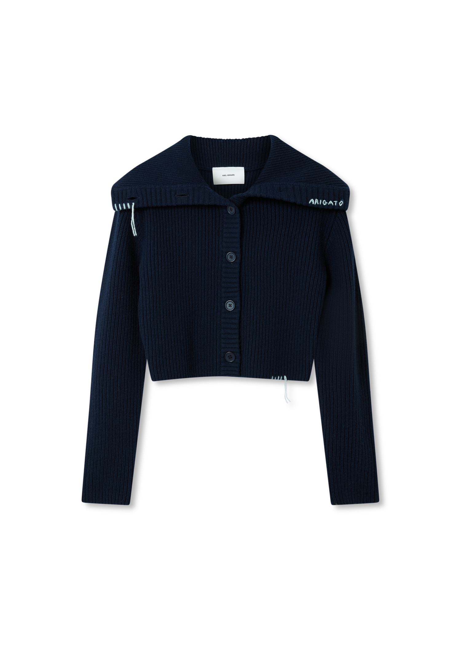 Sweater AXEL ARIGATO Celine Cropped Ribbed Knit Cardigan Mørkeblå | A3359001, 0