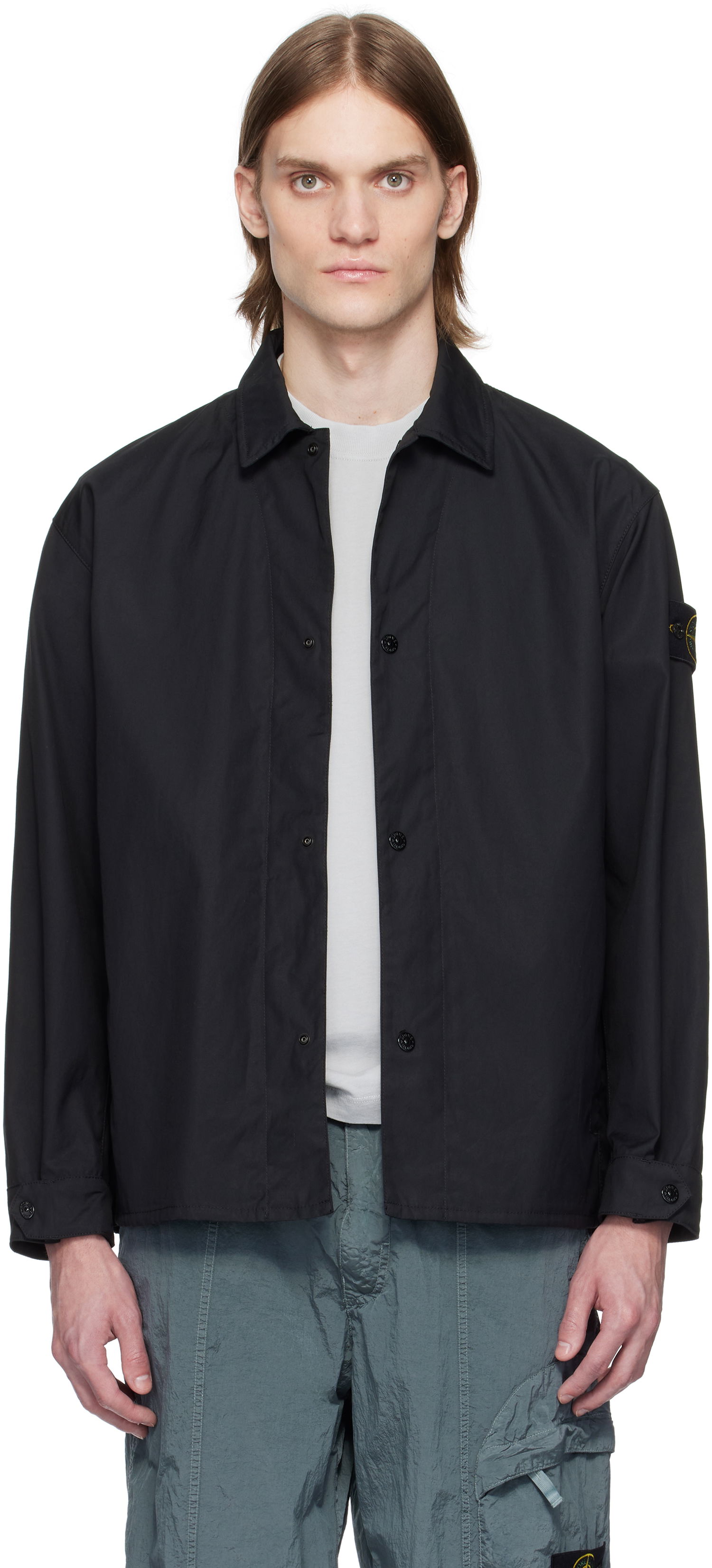 Vindjakke Stone Island Stone Island Supima Cotton Canvas Overshirt Sort | K1S15 1200013 S0011, 0