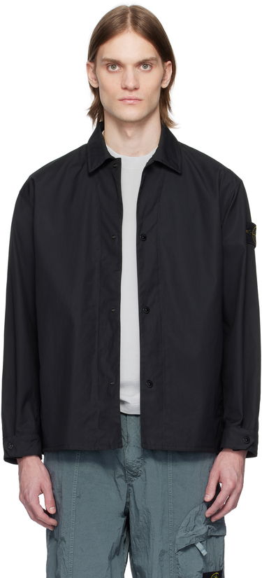 Vindjakke Stone Island Stone Island Supima Cotton Canvas Overshirt Sort | K1S15 1200013 S0011, 0
