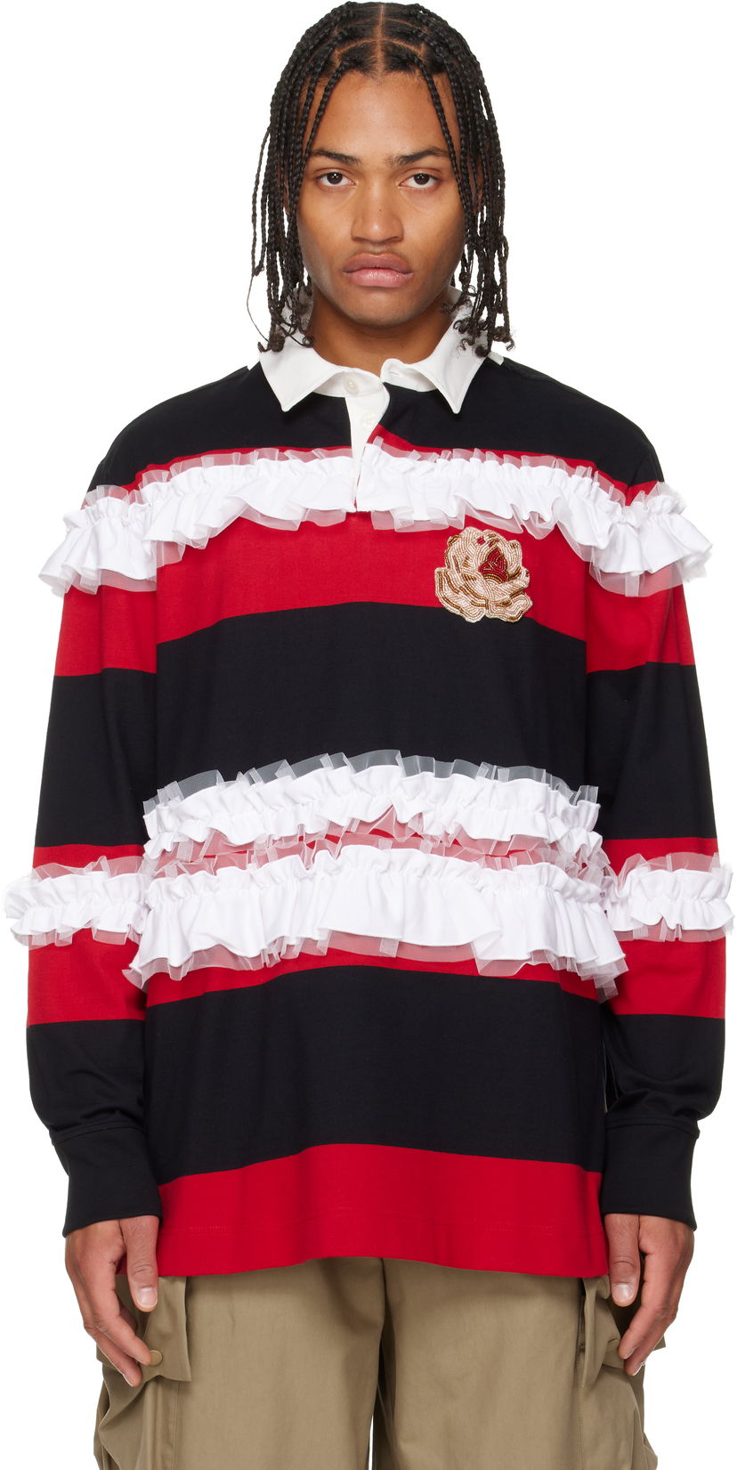 Polo skjorte Simone Rocha Simone Rocha Ruffle Rugby Polo Flerfarvet | 5360B 1282