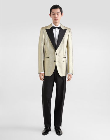 Skjorte Dolce & Gabbana Single-breasted Lamé Jacquard Tuxedo Jacket Beige | G2QU6TFJODVS0997, 1