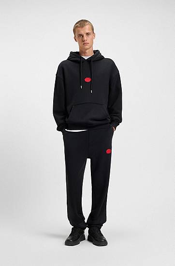 Sweatshirt BOSS Cotton-blend hoodie with waxed-stamp logo Sort | 50546717, 1