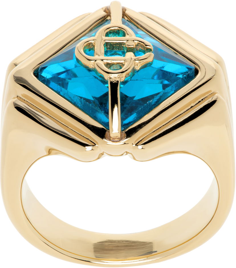 Ring Casablanca Signet Ring With Blue Stone Blå | APS25-JW-258-01