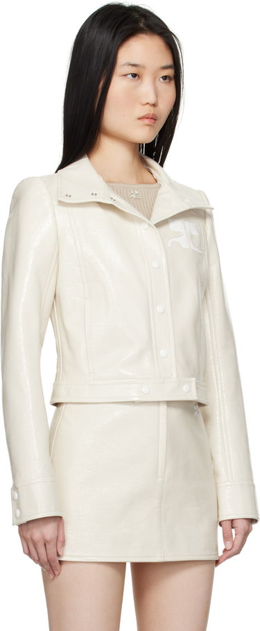 Bomberjakke Courrèges Courrèges Reedition Cropped Faux-Leather Jacket Grøn | 223CBL005VY0014, 4