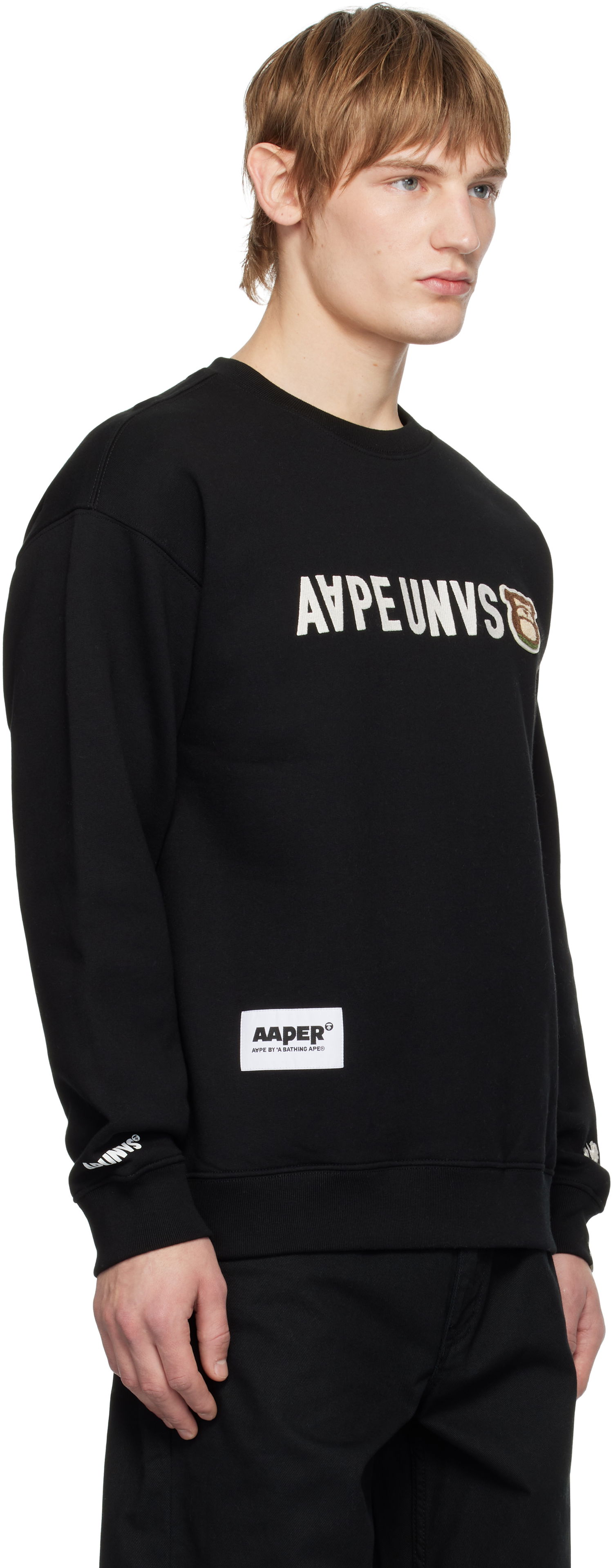 Sweatshirt AAPE by A Bathing Ape AAPE by A Bathing Ape 'AAPER' Crewneck Sweatshirt Sort | AAPSWMB379XXNBKX, 1