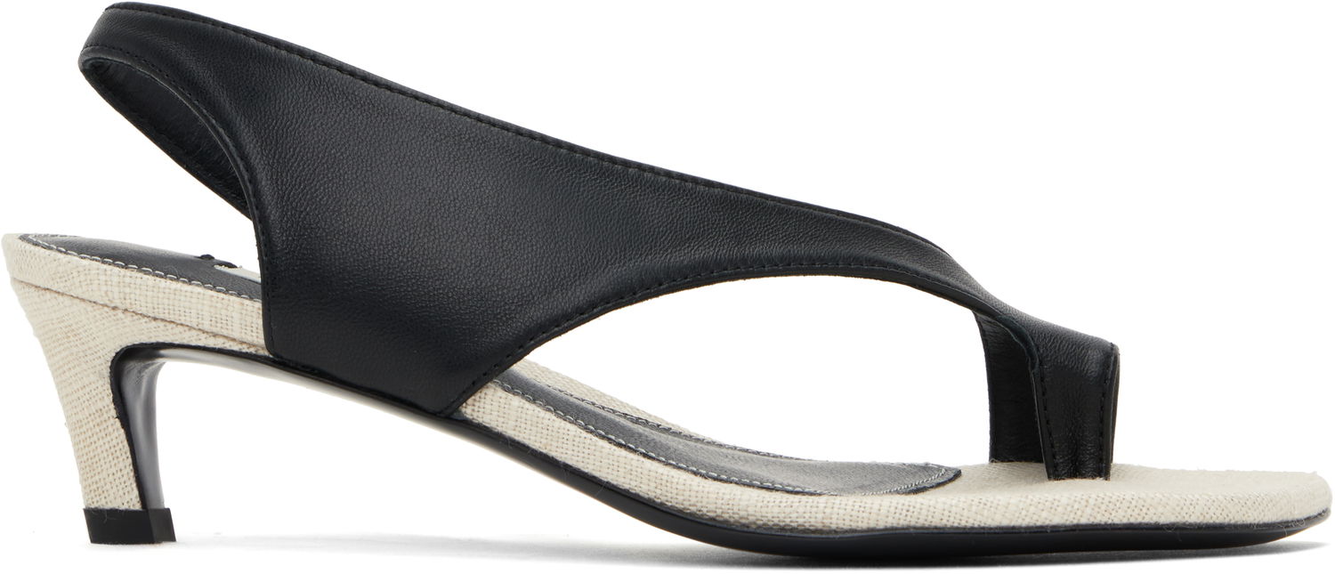 Tilbehør TOTEME TOTEME Leather Thong Heeled Sandals Sort | 252-WAS0201-LE0104, 0