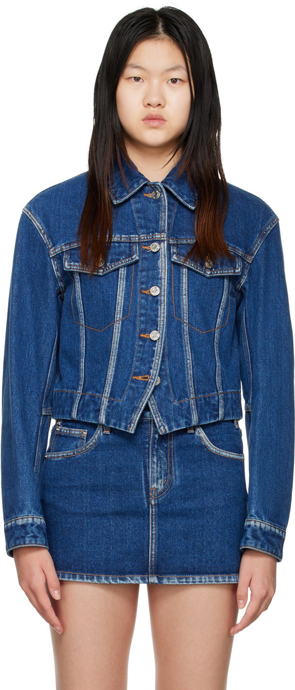 Jakke We11done We11done V-Line Denim Jacket Blå | WD-DJ3-22-330-W-BL