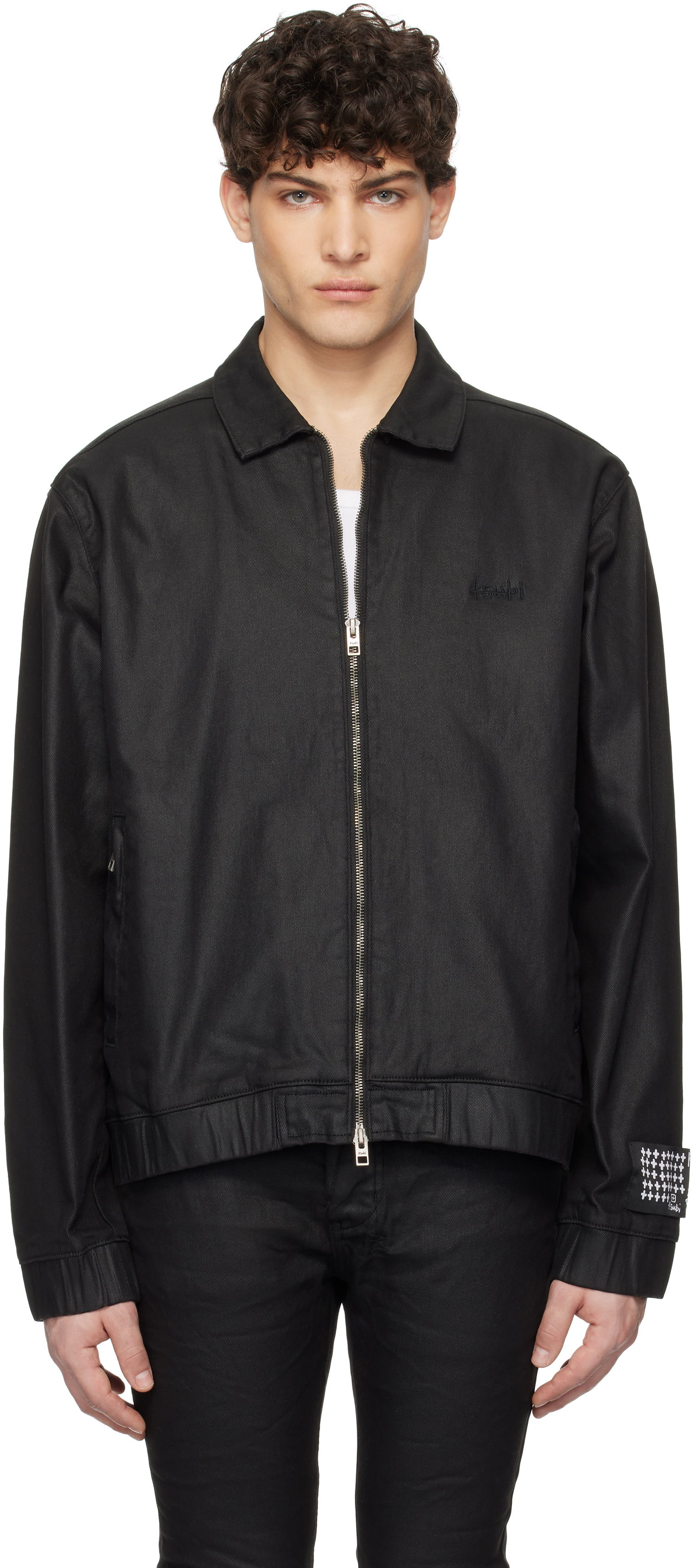 Bomberjakke Ksubi Ksubi Raider Harrington Waxed Denim Jacket Sort | MPS25JK010, 0