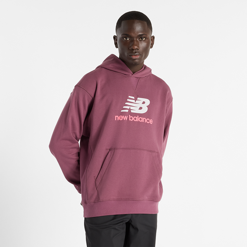 Sweatshirt New Balance Essentials Stacked Logo Hoodie Bourgogne | NBMT51512FDP