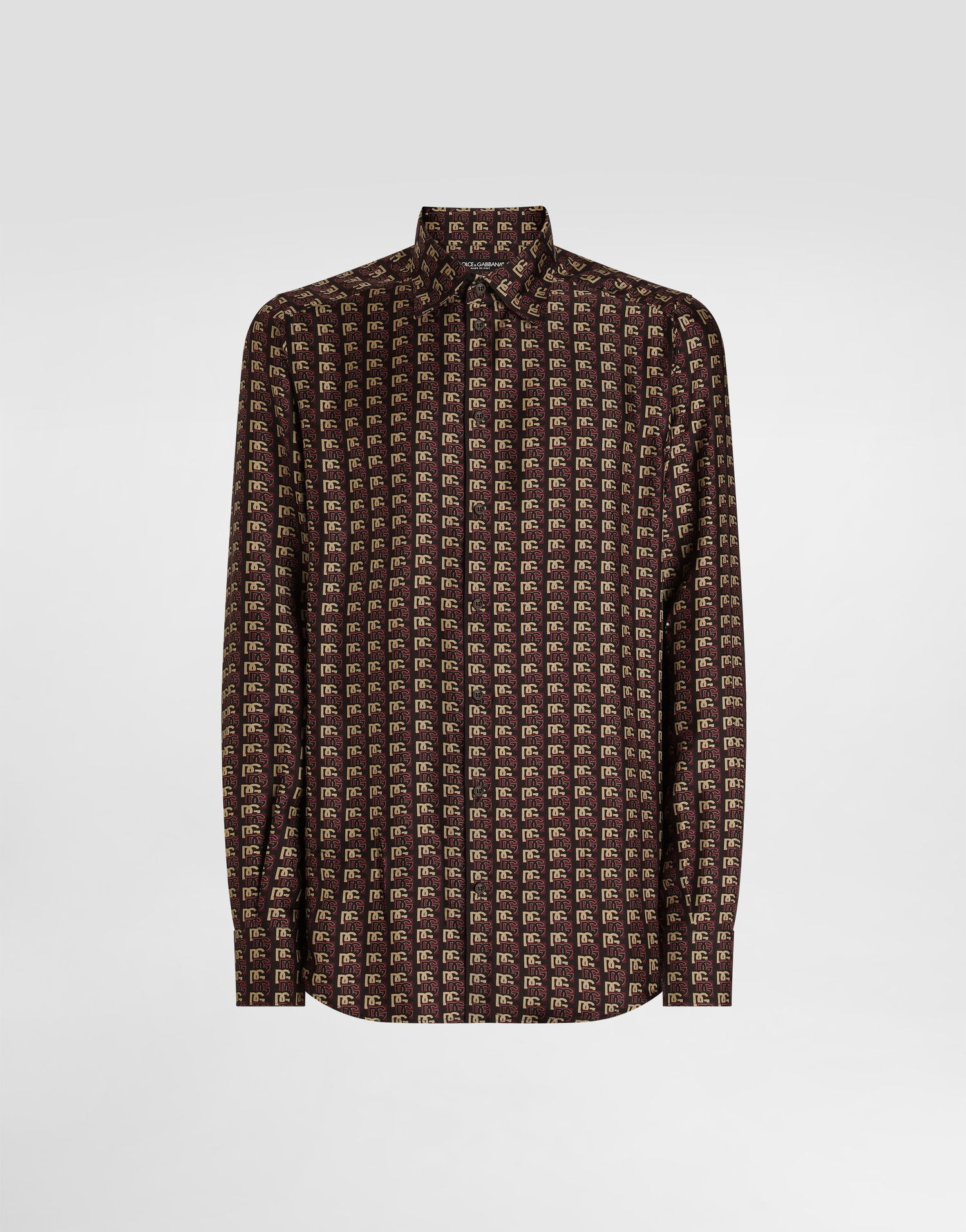 Skjorte Dolce & Gabbana Dolce & Gabbana Martini Print Silk Twill Shirt Brun | G5MM4TIS1ZHHM8SS, 0
