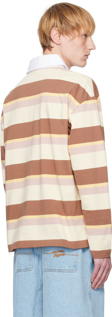 Polo skjorte MAISON KITSUNÉ Maison Kitsuné Striped Oversize Long Sleeve Polo Brun | OM00207KJ7019, 2