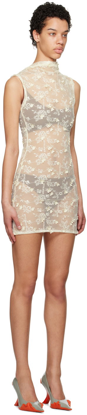 Kjole Ottolinger Ottolinger Floral Tulle Mini Dress Beige | 1901301, 1