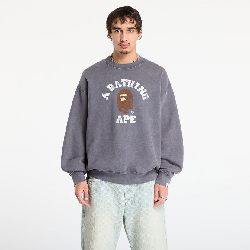 Sweatshirt BAPE Garment Dye College Relaxed Fit Crewneck Sweatshirt Grå | 001SWL801308MCHA