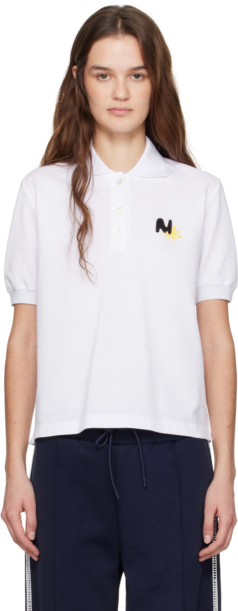 Polo skjorte MSGM MSGM Logo Patch Polo Hvid | 3841MDM80 257137