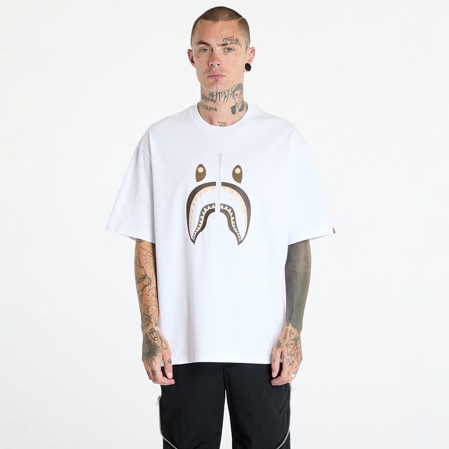T-shirt BAPE Shark Tee White Hvid | 001TEK701312M WHT, 0