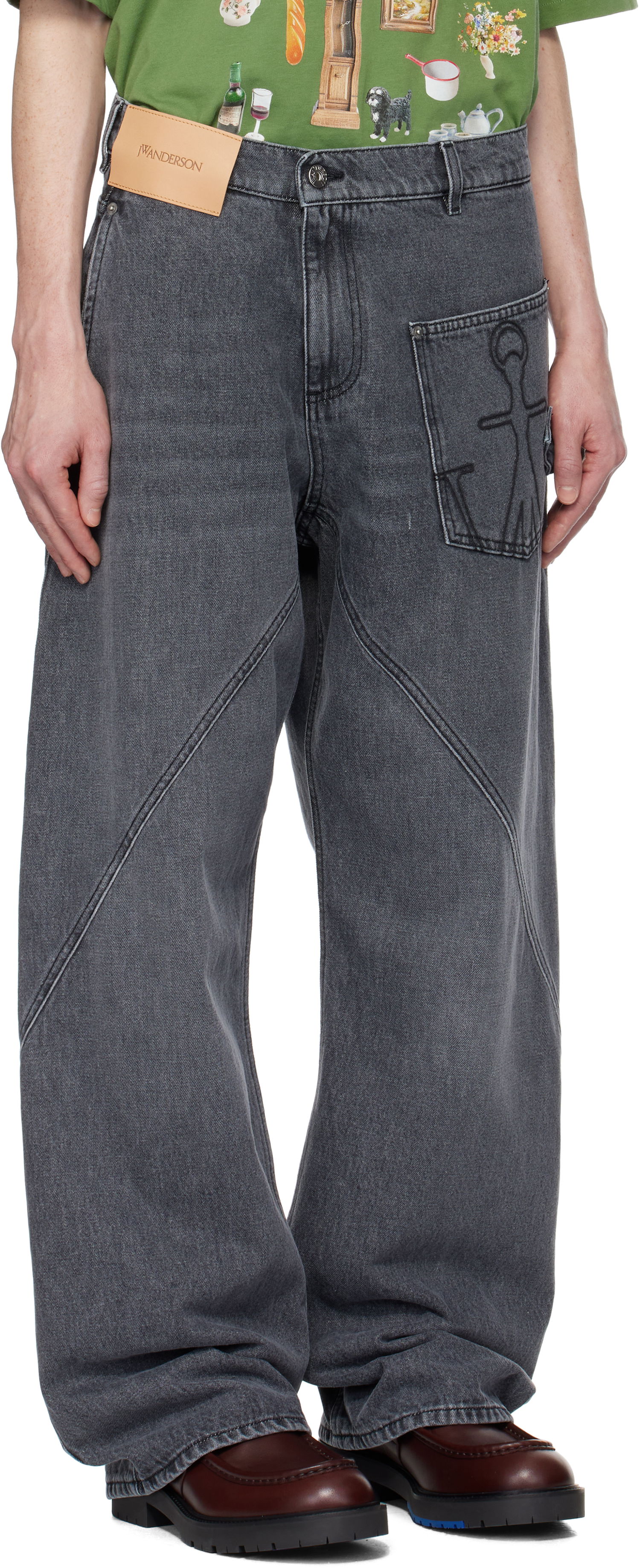 Jeans JW Anderson JW Anderson Twisted Workwear Denim Jeans Grå | DT0110-PG1745, 1