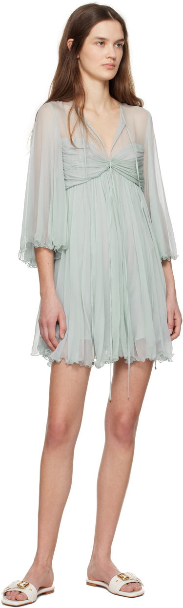 Kjole CHLOÉ Chloé Pleated Mini Dress Grøn | CH25SRO27116, 4