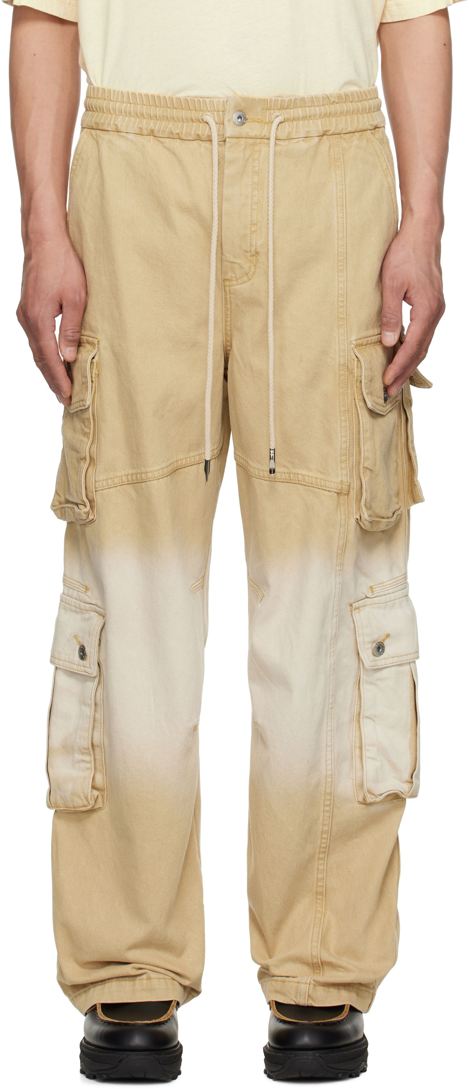 Cargo bukser Feng Chen Wang Feng Chen Wang Gradient Denim Cargo Pants Beige | FENG19TR22, 0