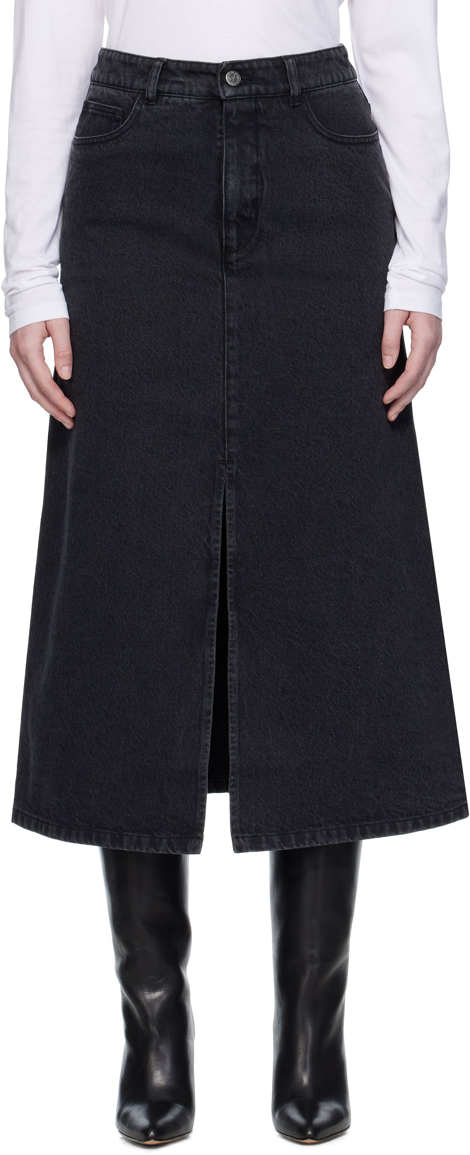 Nederdel A.P.C. A.P.C. Georgia Denim Midi Skirt Sort | COHDK-F06423, 0