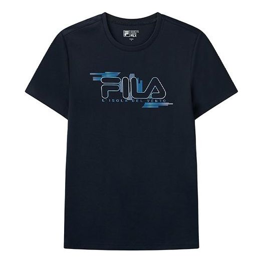 T-shirt FILA Loose Knit Graphic Short Sleeve T-Shirt Mørkeblå | F11M122102F-NV