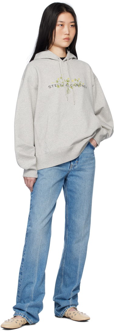 Sweatshirt Stella McCartney Floral Embroidered Hoodie Grå | 6J03683SPZ65, 3
