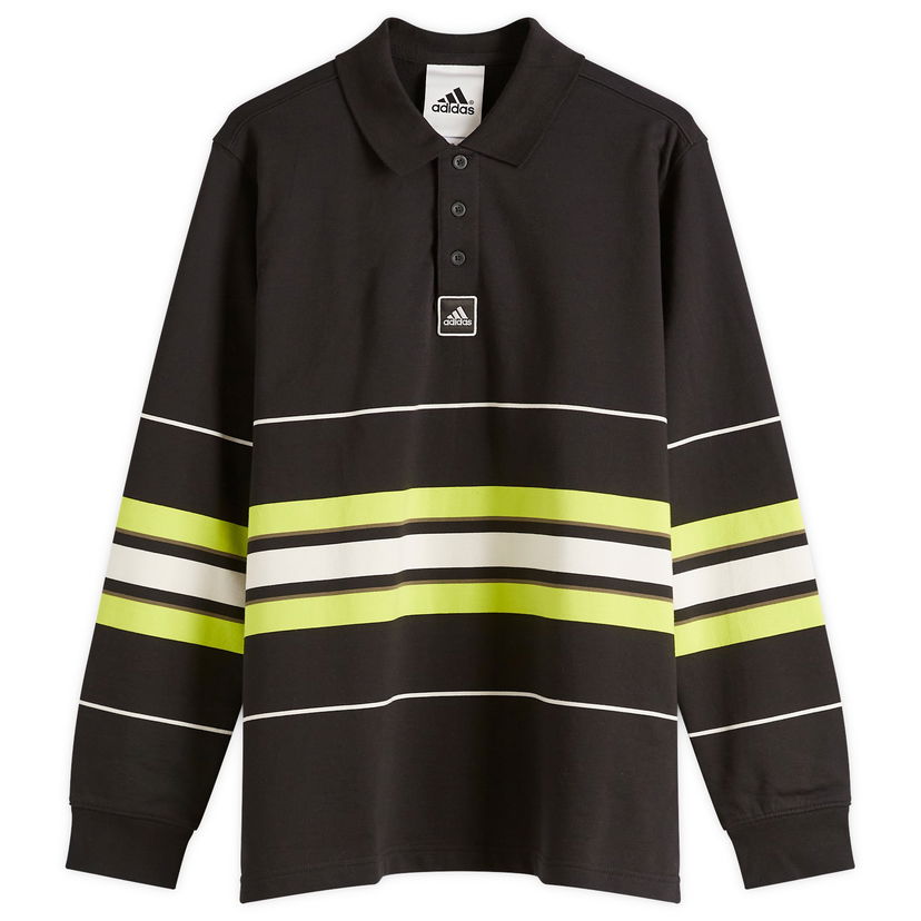Polo skjorte adidas Originals Striped Long Sleeve Polo Sort | JD5391