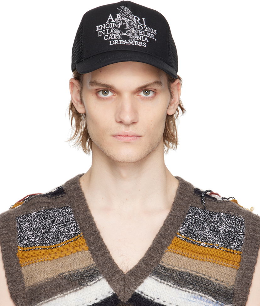 Kasket AMIRI Pegasus Trucker Hat Sort | SS23MAH006-001