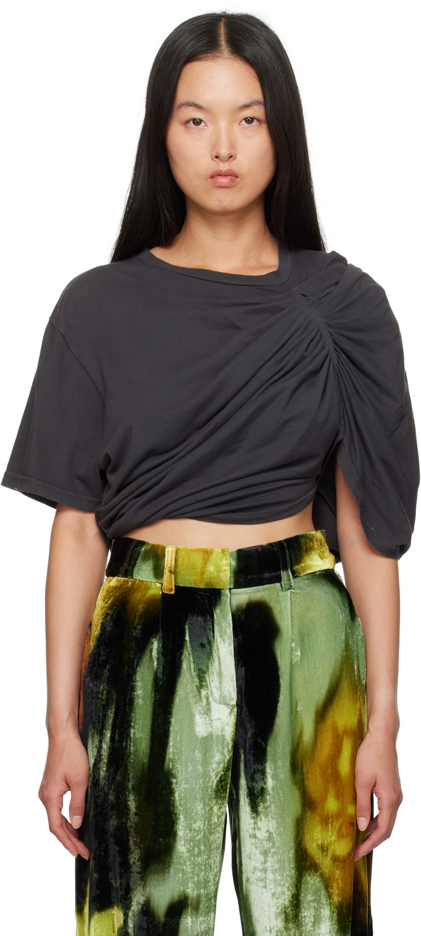 T-shirt Collina Strada Collina Strada Draped T-Shirt Sort | XX3395