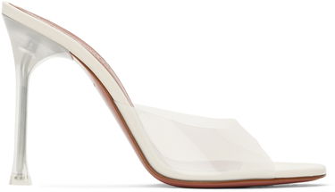 Tilbehør Amina Muaddi Amina Muaddi Alexa Glass Slipper 105 Heeled Sandals Hvid | ALEXA GLASS SLIPPER 105 SR PVC, 0