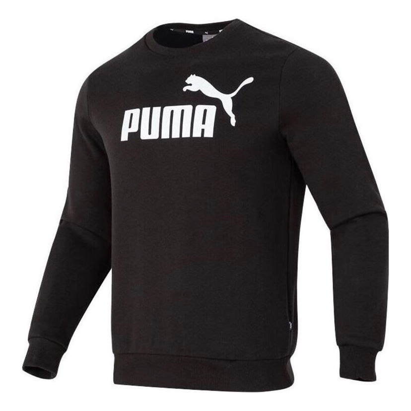 Sweater Puma Letter Print Fleece Pullover Sweatshirt Sort | 682722-01