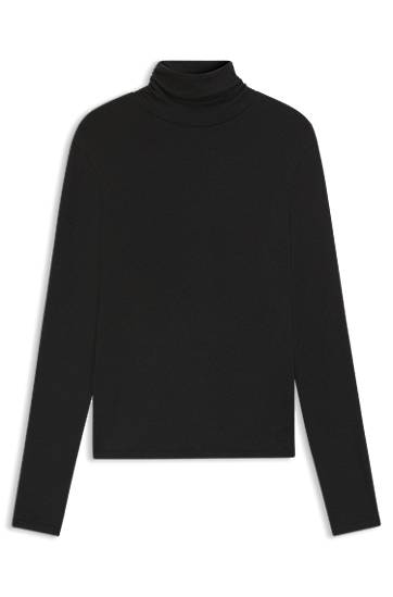 Sweater BOSS Stretch Jersey Rollneck Long-Sleeve Top Sort | 50548098, 0