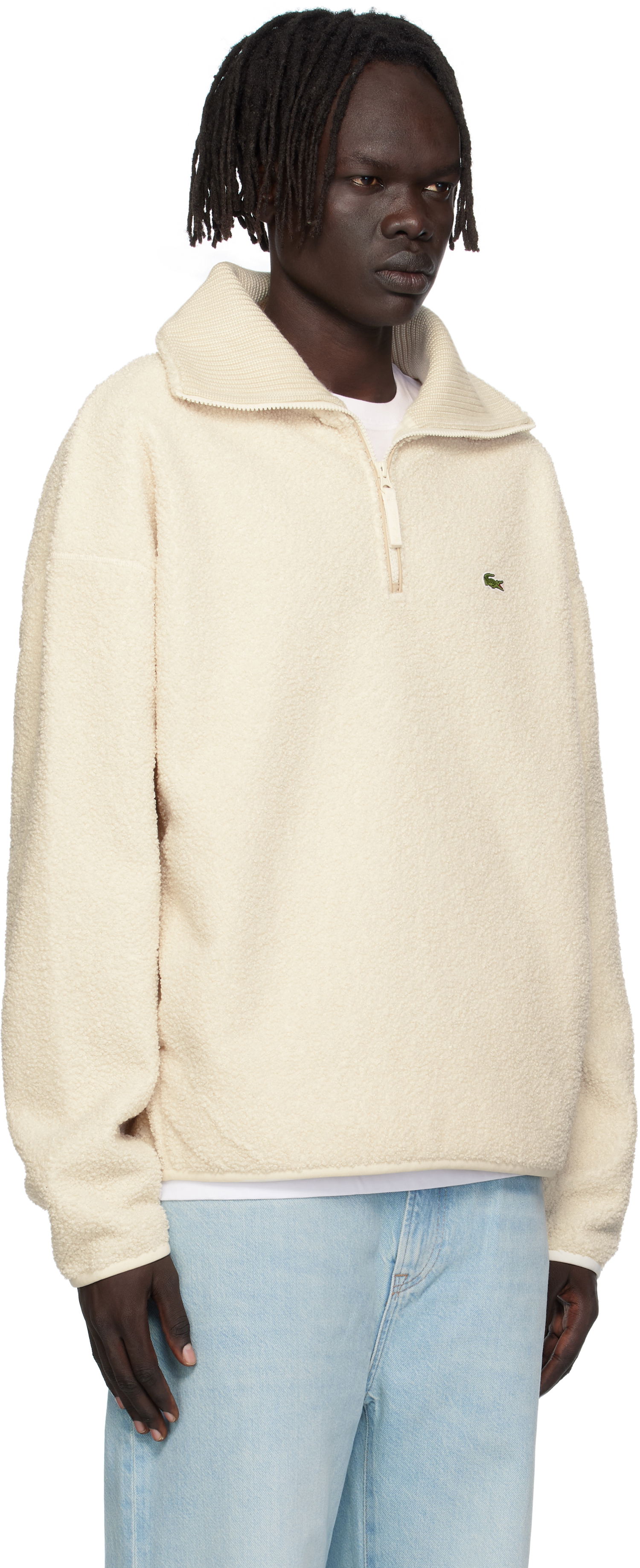 Sweatshirt Lacoste Lacoste High Zipped Neck Sweatshirt Beige | SH5500_XFJ, 1