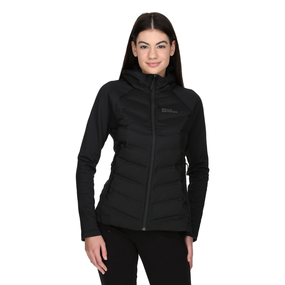 Puffer jakke Jack Wolfskin TASMAN Hooded Hybrid Down Jacket Sort | 1711331-6000, 0