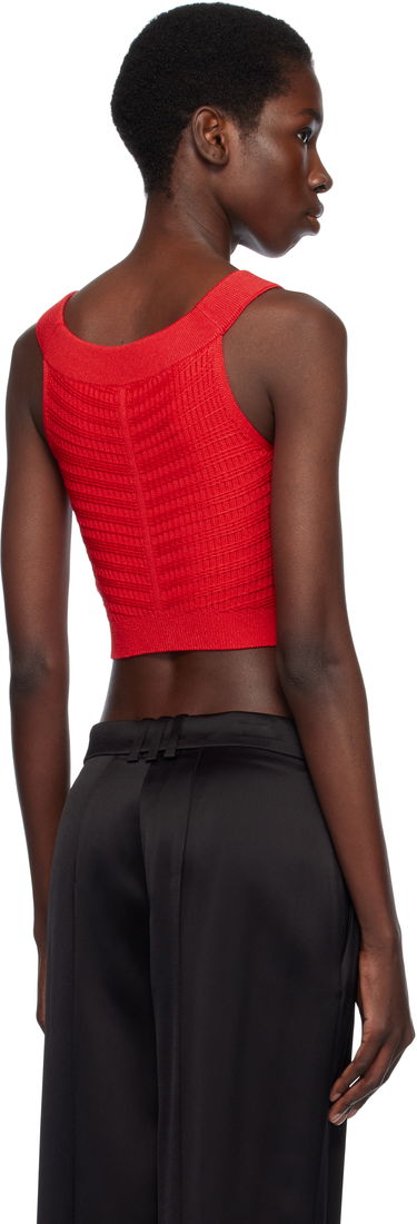 Tanktop Balmain Balmain Buttoned Boatneck Knit Cropped Tank Top Rød | EF0AB426KI42, 2