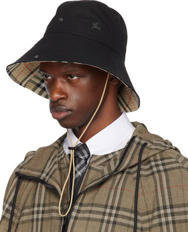 Hat Burberry Burberry Check Brim Gabardine Bucket Hat Beige | 8112364, 3