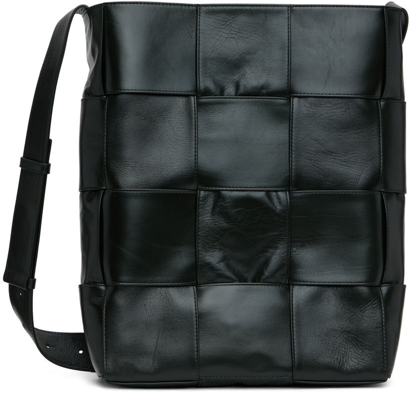 Skuldertaske Bottega Veneta Bottega Veneta Acro Woven Leather Shoulder Bag Grøn | 729551 VCQ71