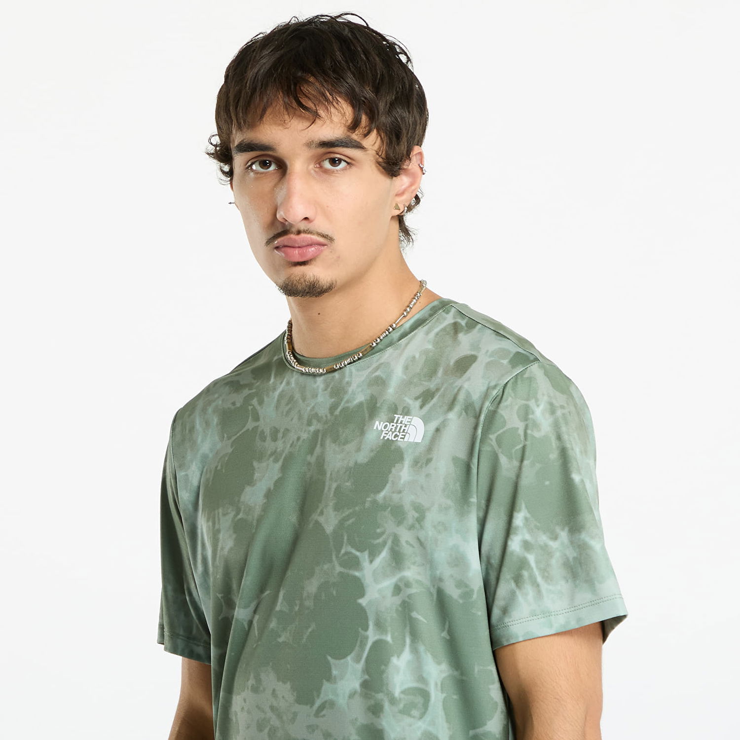 T-shirt The North Face T-shirt M 24/7 Short Sleeves Regular Tee Bark Mist Light Refractions Print S Grøn | NF0A8DZDCZO1, 1