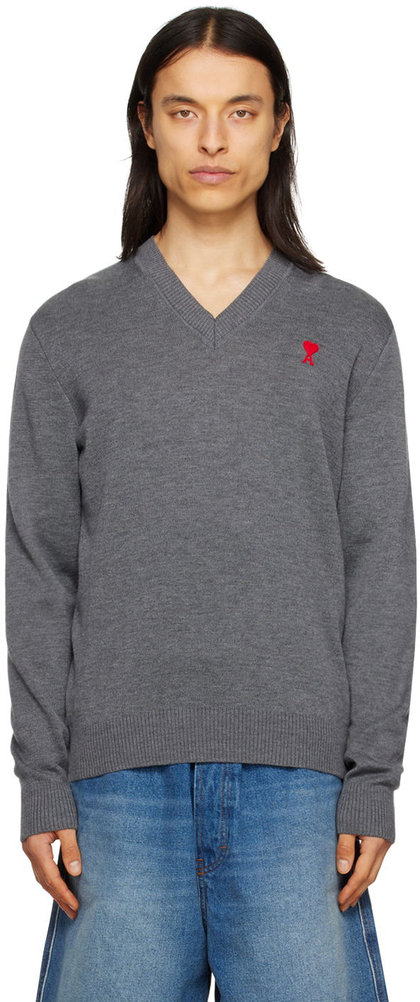 Sweater AMI Sweater Grå | HKS201.001, 0