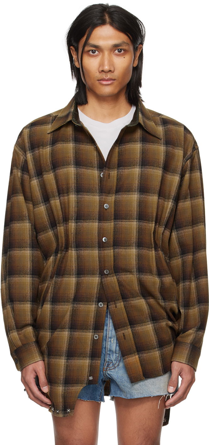 Skjorte Maison Margiela Asymmetric Shirt Brun | S50FP0028 S78040