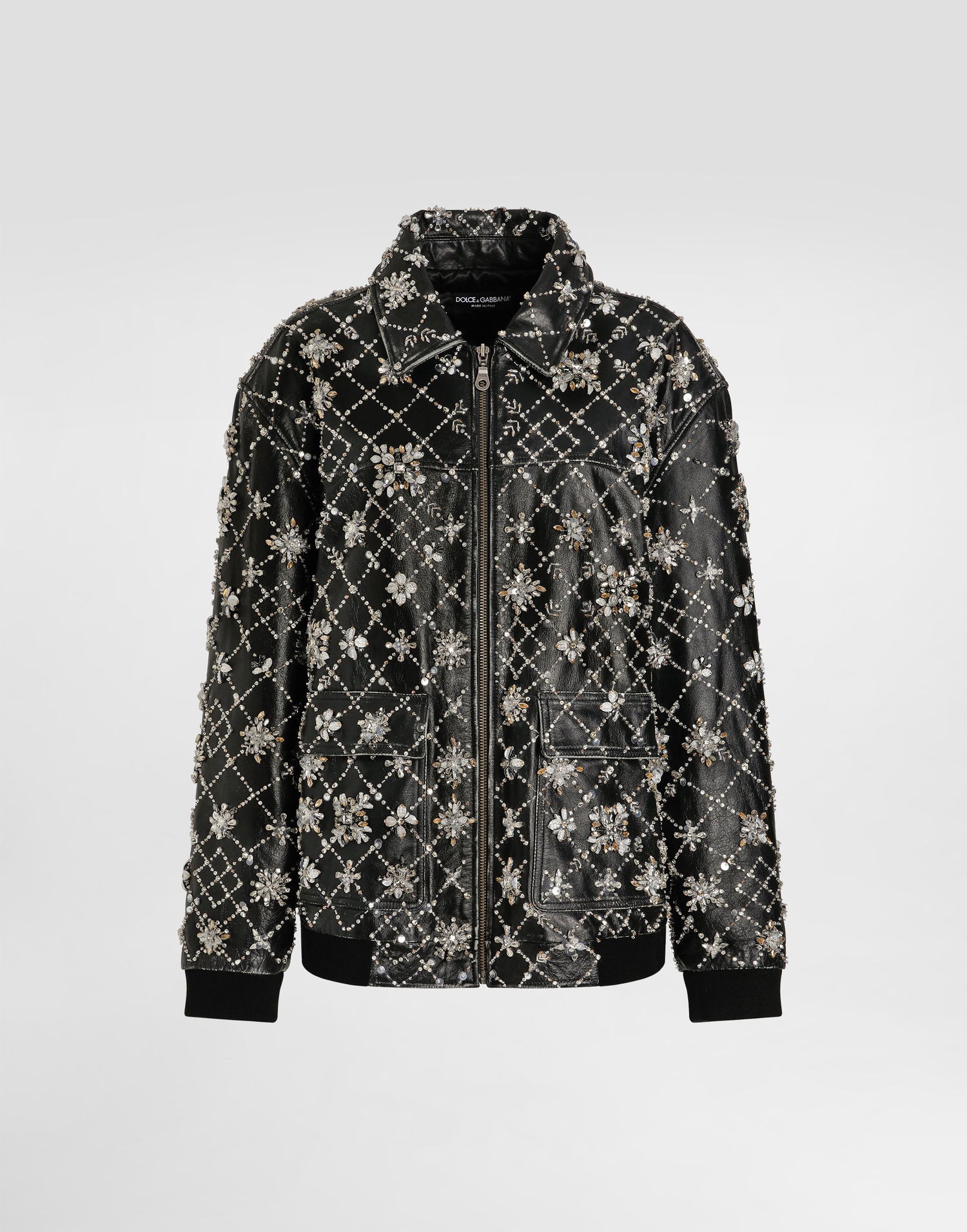 Jakke Dolce & Gabbana Dolce & Gabbana Vintage Leather Jacket With Embroidery Sort | F9T91ZGDDGBS8400, 0