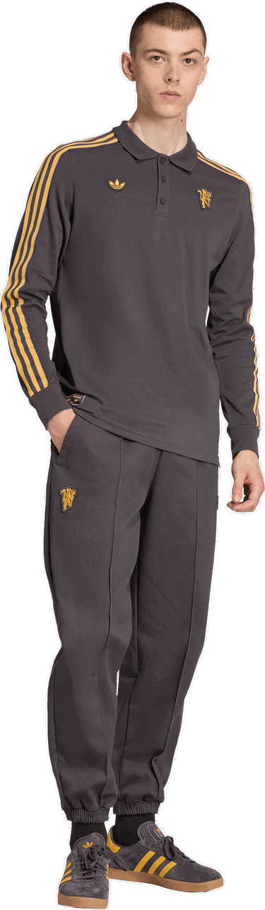 Polo skjorte adidas Originals Manchester United Icon Long Sleeve Polo Shirt Grå | jn2822, 5