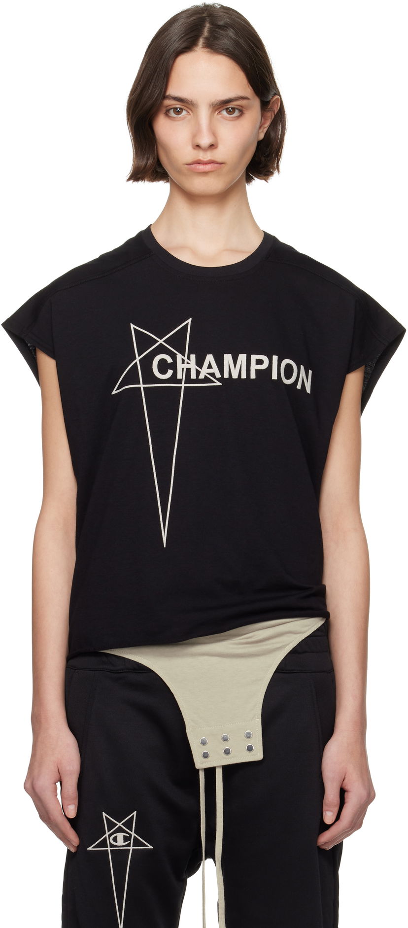 Tanktop Rick Owens Rick Owens Champion Edition Micro Tatlin Tank Top Sort | CW01E1668 CHJG