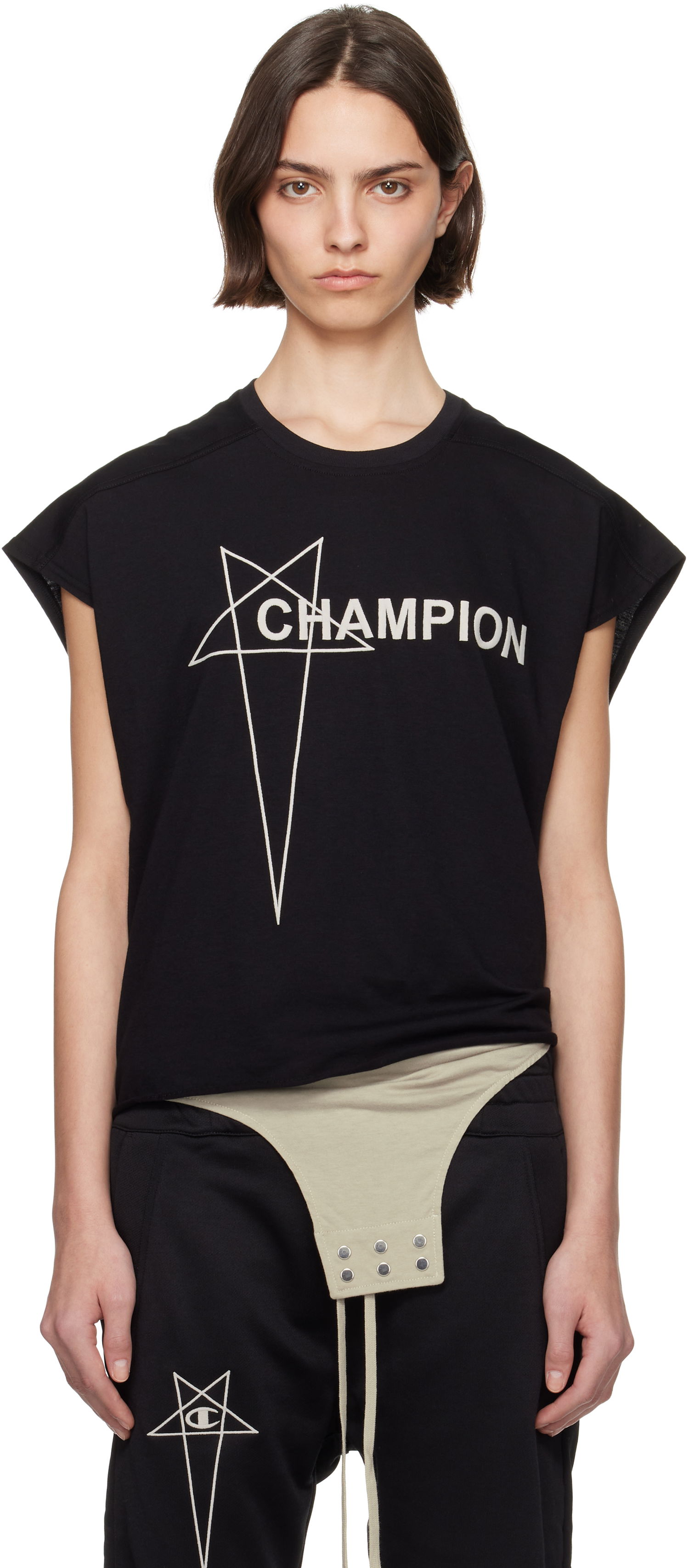 Tanktop Rick Owens Rick Owens Champion Edition Micro Tatlin Tank Top Sort | CW01E1668 CHJG, 0