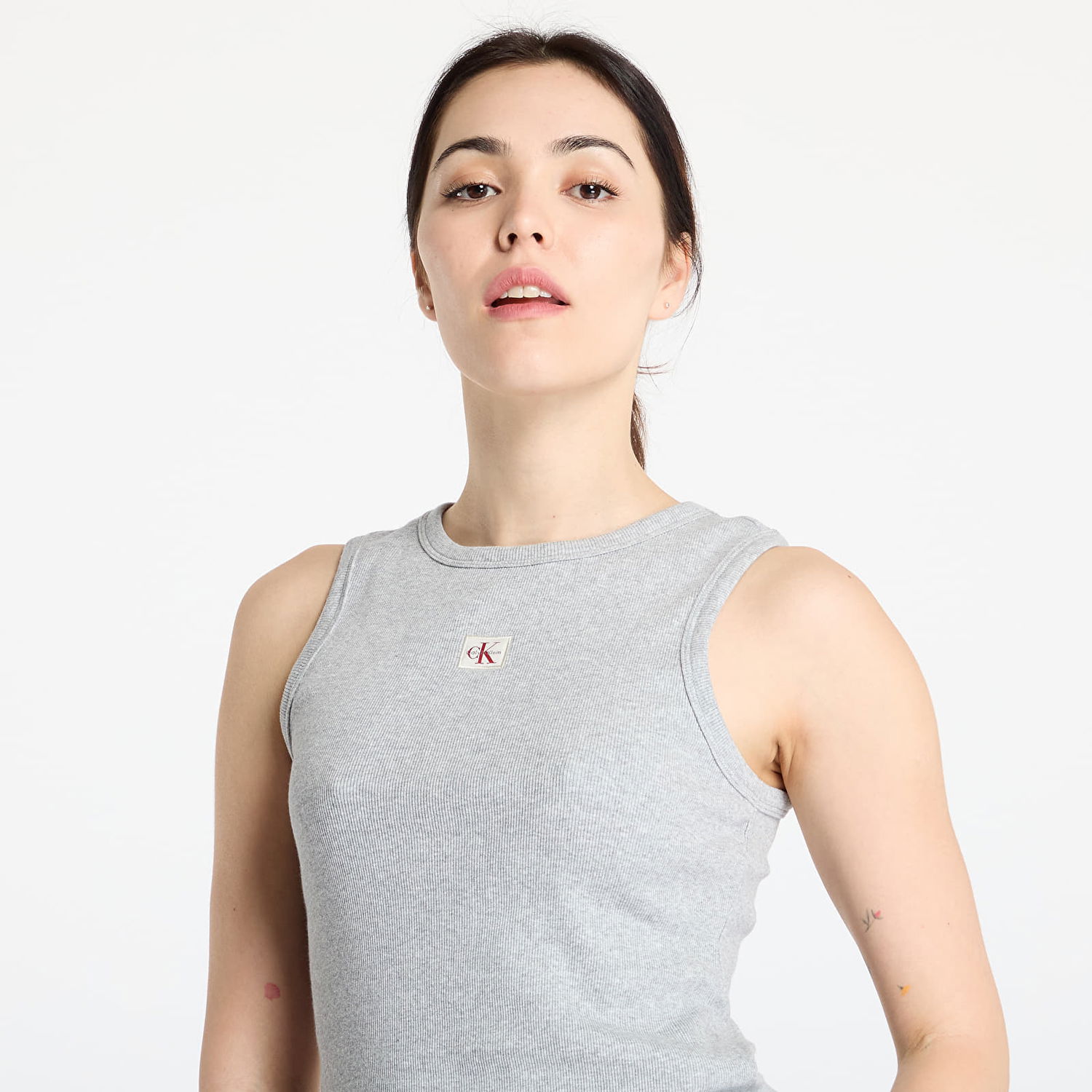 Tanktop CALVIN KLEIN Calvin Klein Jeans Woven Label Tank Top Grå | LV047C201G P79, 1