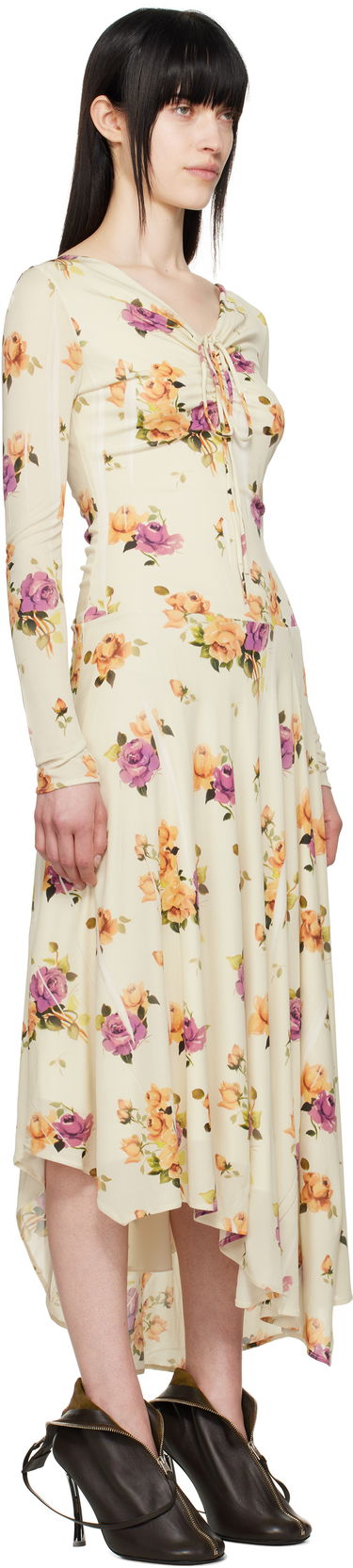 Kjole Acne Studios Acne Studios Floral Midi Dress Beige | A20810-, 1