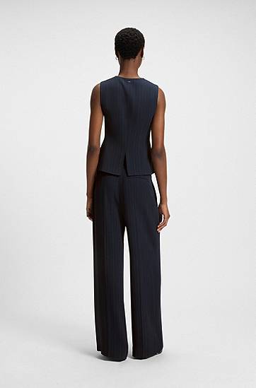 Vest BOSS BOSS Pinstripe Single-Breasted Waistcoat Mørkeblå | 50548493, 1