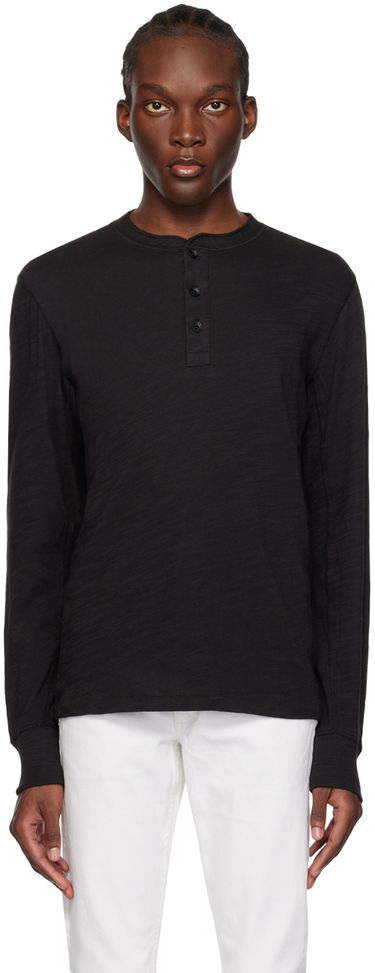 T-shirt rag & bone Flame Long Sleeve Henley Sort | M000T676G, 0